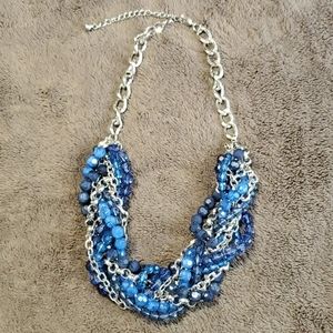 Blue and silver statement necklace